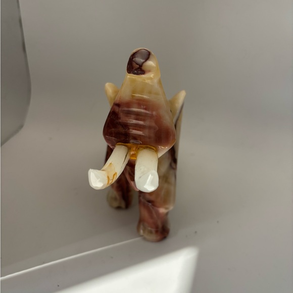 Artisan Marble Elephant Sculpture - Tan and Cream - Picture 2 of 8